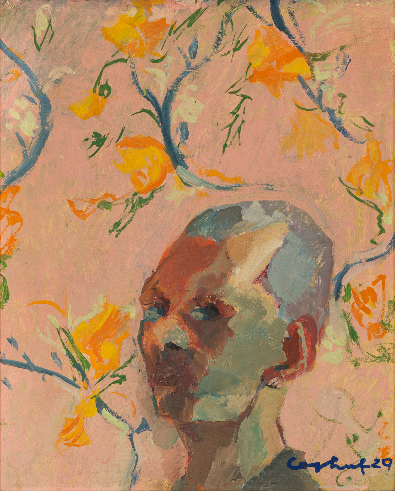 Autoportrait au papier peint fleuri